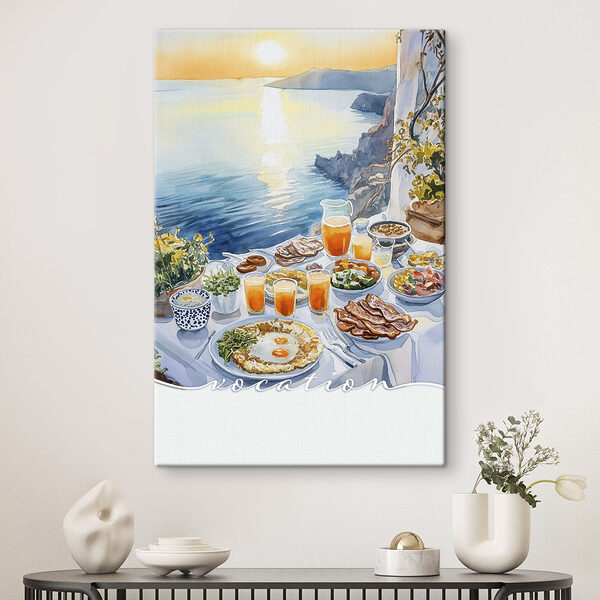 Tisch mit Lebensmitteln am Wasser Wandbilder Tisch mit Lebensmitteln am Wasser