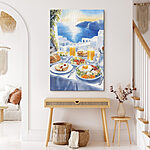 Wandbilder Tisch mit Speisen und Getränken darauf