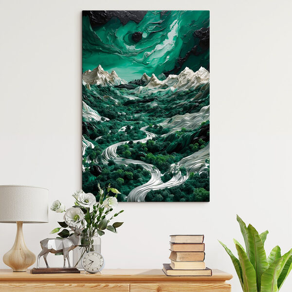 Landschaft mit Bäumen und Bergen Wandbilder Landschaft mit Bäumen und Bergen