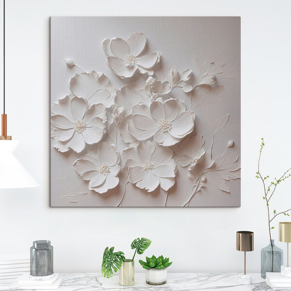 Weiße Blume auf weißer Fläche Wandbilder Weiße Blume auf weißer Fläche