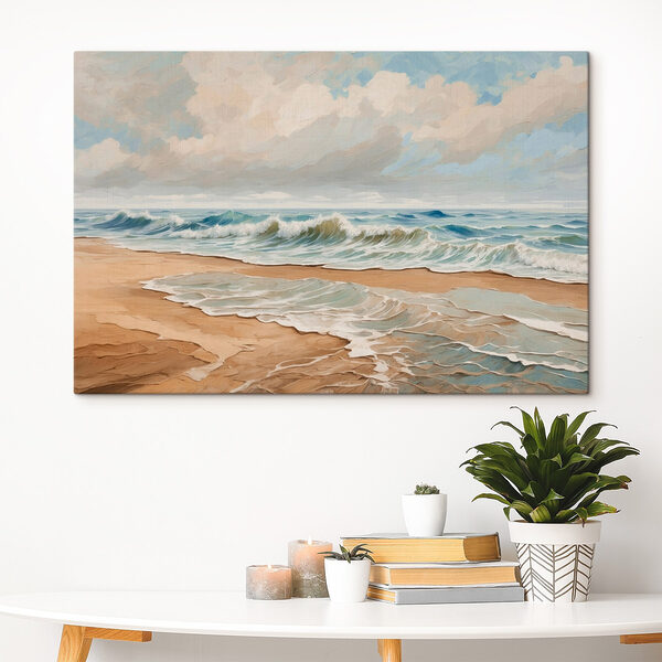 Gemälde von Wellen, die an einen Strand schlagen Wandbilder Gemälde von Wellen, die an einen Strand schlagen