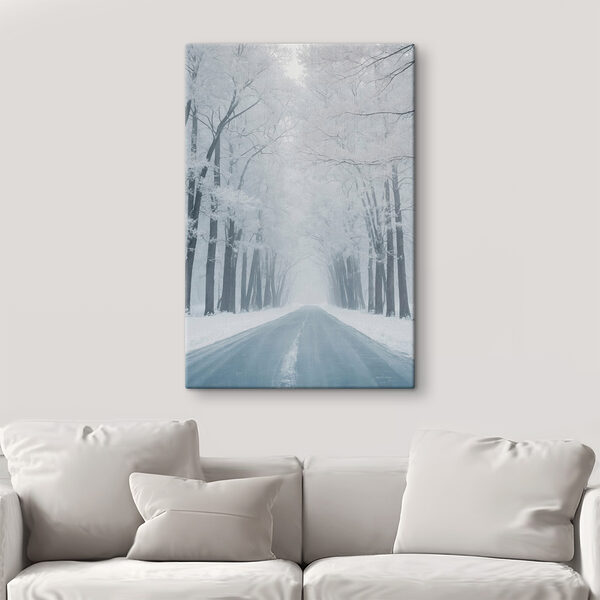 Straße mit schneebedeckten Bäumen Wandbilder Straße mit schneebedeckten Bäumen