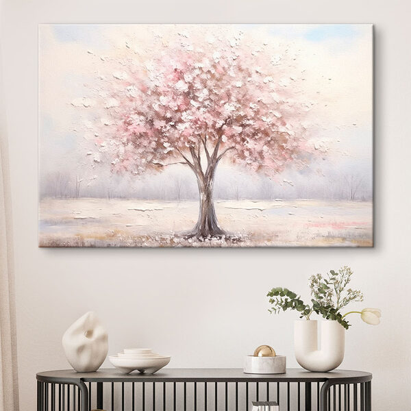 Gemälde eines Baumes mit rosa Blumen Wandbilder Gemälde eines Baumes mit rosa Blumen