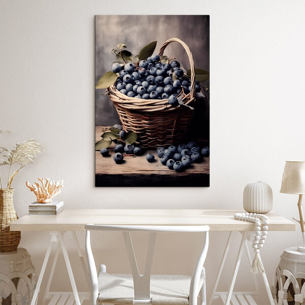 Korb mit Blaubeeren Wandbilder Korb mit Blaubeeren