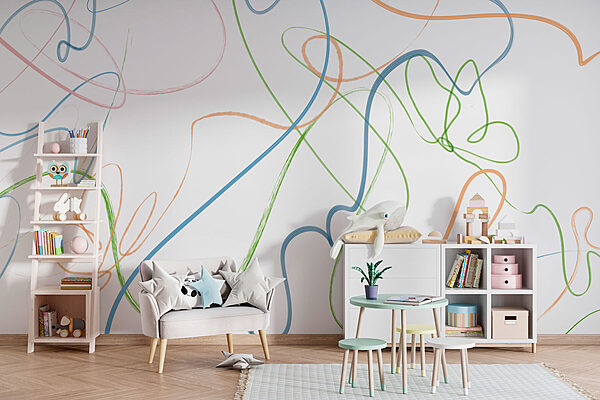 Bunte Linien auf weißem Hintergrund Fototapeten Bunte Linien auf weißem Hintergrund