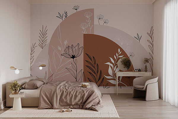 Grafische Gestaltung von Blumen und Blättern Fototapeten Grafische Gestaltung von Blumen und Blättern