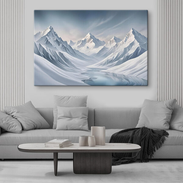 Verschneites Gebirge mit einem See Wandbilder Verschneites Gebirge mit einem See