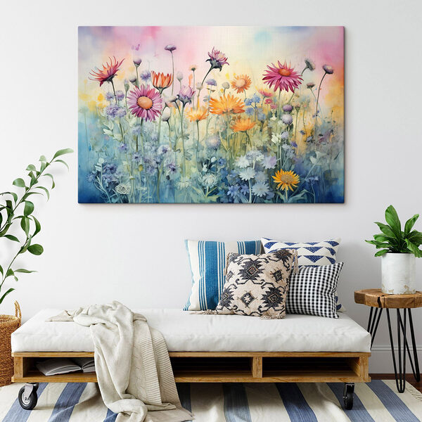 Gemälde von Blumen auf einem Feld Wandbilder Gemälde von Blumen auf einem Feld