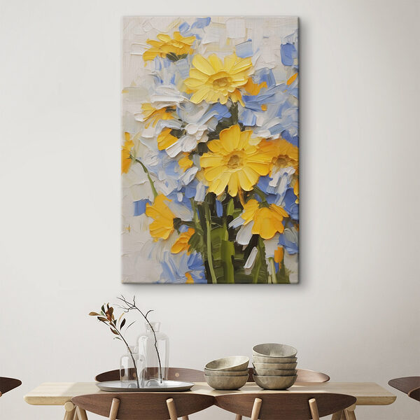 Gemälde mit gelben und blauen Blumen Wandbilder Gemälde mit gelben und blauen Blumen