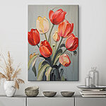 Wandbilder Gemälde von Tulpen auf grauem Hintergrund