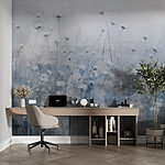 Fototapeten Gemälde von Blumen auf einem Feld