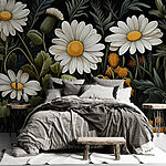 Fototapeten Malerei von Blumen und Blättern