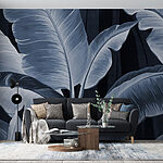 Fototapeten Üppige Blätter in sanften Grautönen