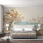 Fototapeten Weißer Baum und Wasser