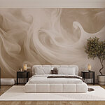 Fototapeten Weißer Rauch in einem hellbraunen Hintergrund