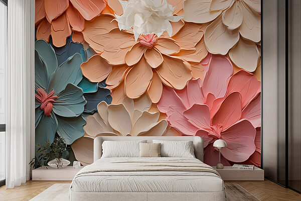 Gruppe von Blumen aus Papier Fototapeten Gruppe von Blumen aus Papier