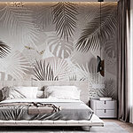 Fototapeten Elegantes tropisches Laubdesign in neutralen Farben.