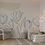 Fototapeten Strichzeichnung von Blumen