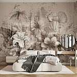 Fototapeten Zarte florale Skizze Design Kunstwerk