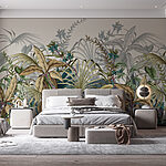 Fototapeten Tropische Blätter in heiterer Anordnung