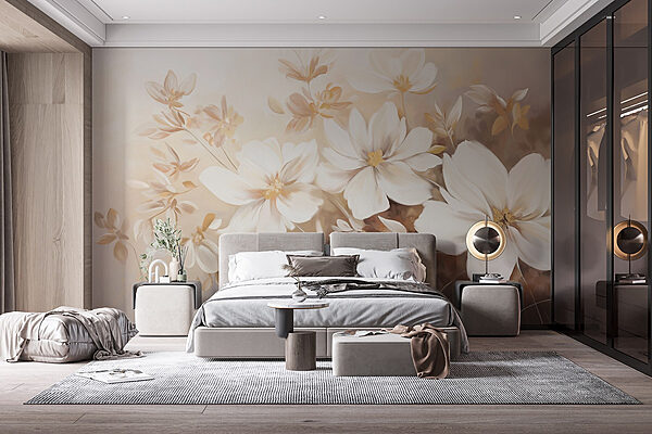 Fototapeten Malerei von weißen Blumen