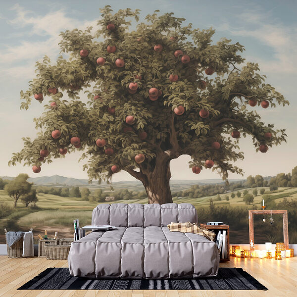 Baum mit Äpfeln darauf Fototapeten Baum mit Äpfeln darauf
