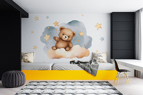 Teddybär auf einer Wolke Fototapeten Teddybär auf einer Wolke