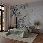 Fototapeten Baum mit Blättern im Nebel