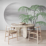 Fototapeten Palme und eine runde weiße Kugel