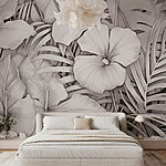 Fototapeten Elegantes florales Design in monochromen Tönen