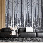 Fototapeten Wald mit Bäumen und Sträuchern