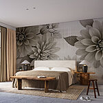 Fototapeten Elegantes, einfarbiges Blumendesign.