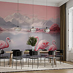 Fototapeten Zwei Flamingos im Wasser stehend