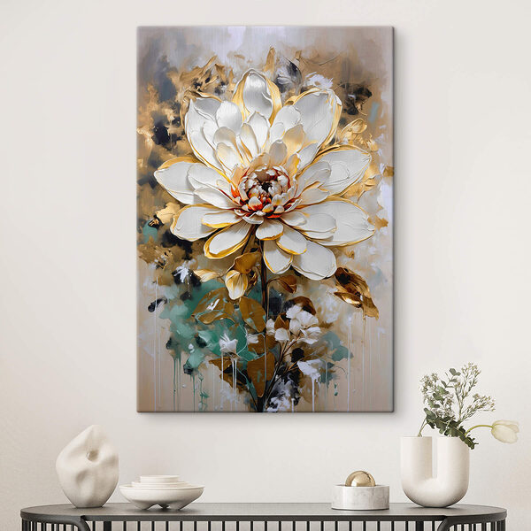 Canvas prints Painting of a white flower Wandbilder Canvas prints Painting of a white flower