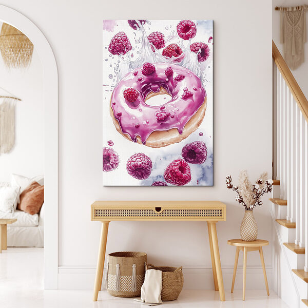 Gemälde eines Donuts mit Himbeeren Wandbilder Gemälde eines Donuts mit Himbeeren