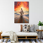 Wandbilder Person im Bademantel im Wasser stehend