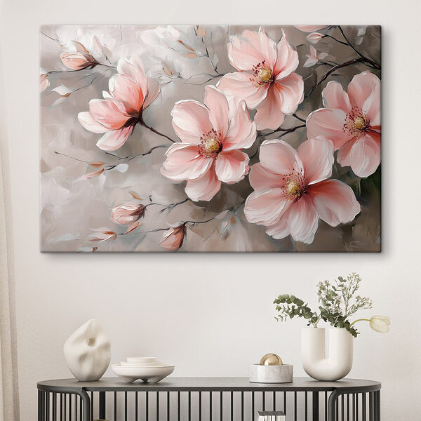 Gemälde mit rosa Blumen Wandbilder Gemälde mit rosa Blumen