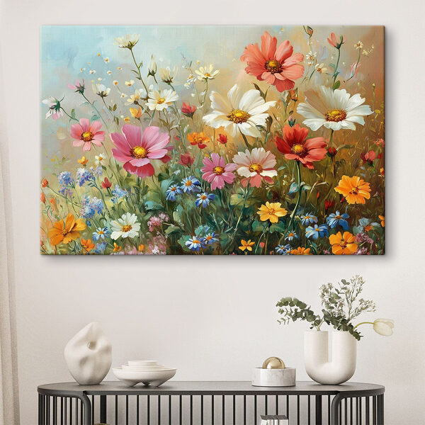 Gemälde von Blumen auf einem Feld Wandbilder Gemälde von Blumen auf einem Feld