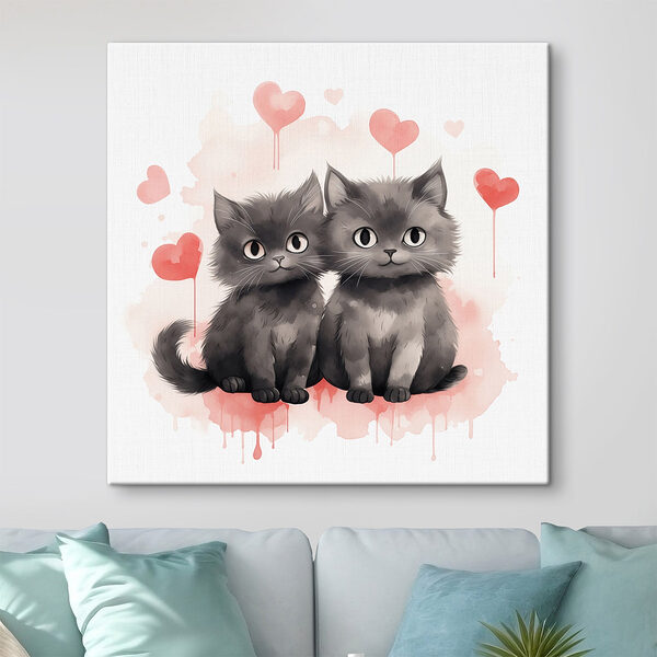 Zwei Katzen sitzen nebeneinander Wandbilder Zwei Katzen sitzen nebeneinander