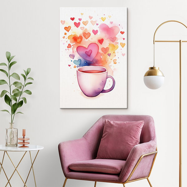 Tasse Tee mit Herzen Wandbilder Tasse Tee mit Herzen