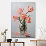 Wandbilder Vase mit rosa Blumen