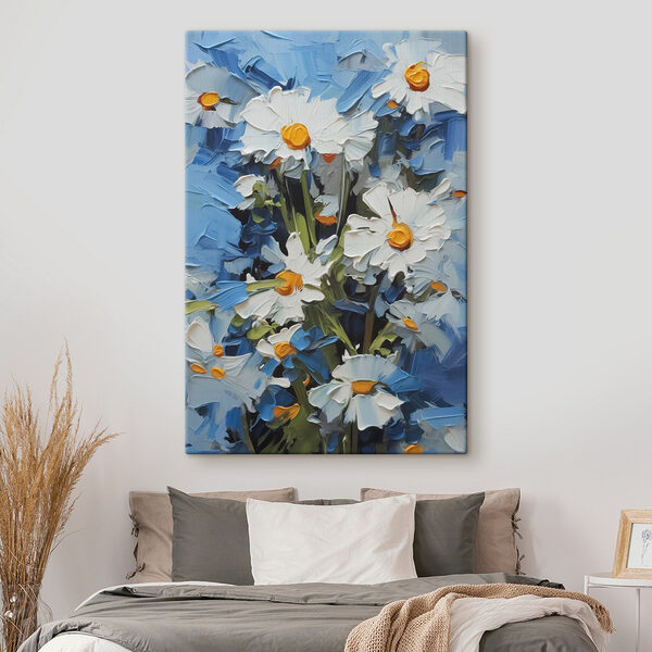Leuchtende Gänseblümchen vor blauem Himmel Wandbilder Leuchtende Gänseblümchen vor blauem Himmel