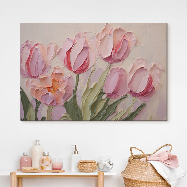 Gemälde mit rosa Blumen Wandbilder Gemälde mit rosa Blumen