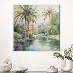 Wandbilder Wasser mit Palmen und Felsen