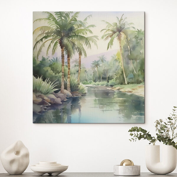 Wasser mit Palmen und Felsen Wandbilder Wasser mit Palmen und Felsen