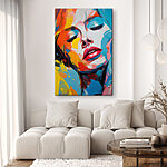 Wandbilder Gemälde einer Frau mit bunter Farbe im Gesicht
