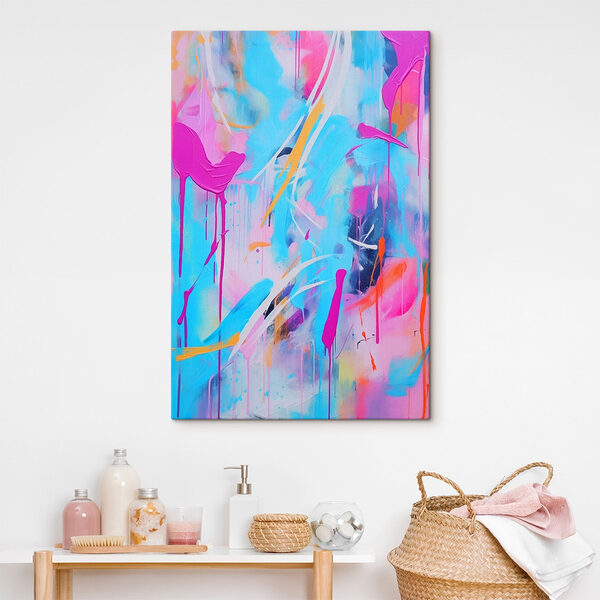 Buntes Bild mit rosa und blauen Farbspritzern Wandbilder Buntes Bild mit rosa und blauen Farbspritzern