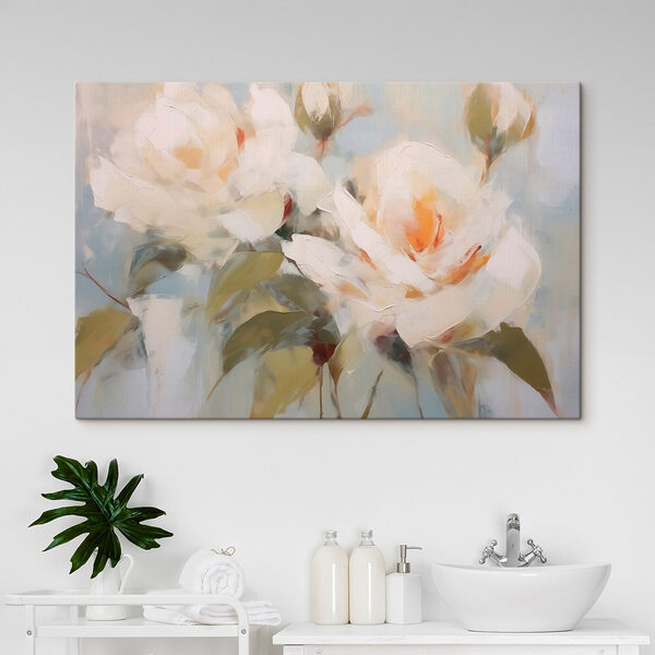 Gemälde mit Blumen auf blauem Hintergrund Wandbilder Gemälde mit Blumen auf blauem Hintergrund