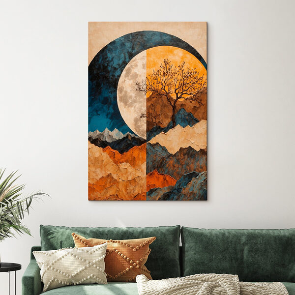 Gemälde von einem Baum und Bergen Wandbilder Gemälde von einem Baum und Bergen
