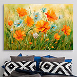 Wandbilder Malerei von orangefarbenen und weißen Blumen